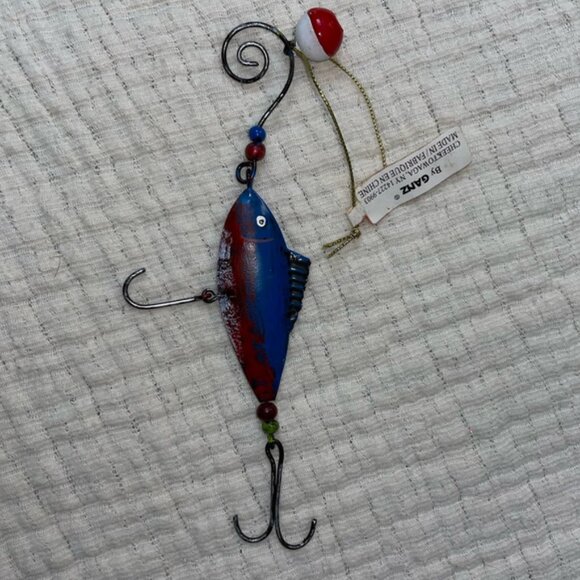 Vintage Fishing Lure Ornament Handpainted Metal Christmas by Ganz - Picture 4 of 6